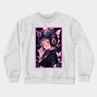 Aesthetic Anime Girl Pink Rosa Black | Quality Aesthetic Anime Design | Chibi Manga Anime Art Crewneck Sweatshirt